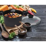 MasterPan 5 Qt. Cast Aluminum Non-Stick Stock and Pasta Pot with Glass Lid and Easy Pour Spout, Black thumbnail 6