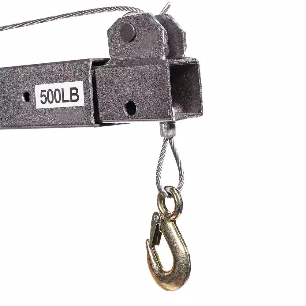 Stark 1100 lbs. Capacity Pickup Truck Hitch Mounted Crane with Hydraulic Lift and Hand Winch