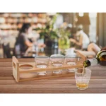 Mind Reader Bamboo 4-Slot Beer Serving Flight Tray, Rectangular Brown Shot Glass Holder thumbnail 7