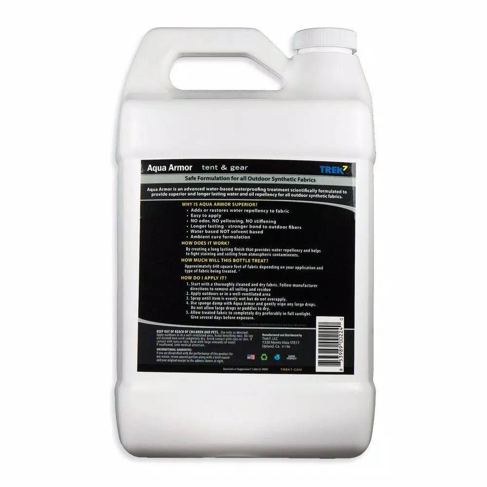 Trek7 Aqua Armor 1 Gallon Fabric Waterproofing Spray for Tents and Outdoor Gear