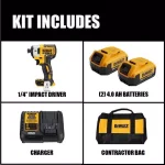 DEWALT 20V MAX XR Brushless 3-Speed 1/4 in. Impact Driver Kit with (2) 4.0 Ah Batteries & Bonus Reciprocating Saw thumbnail 2