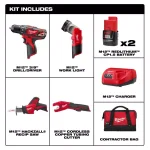 Milwaukee M12 12V Lithium-Ion Cordless 4-Tool Combo Kit with (2) 1.5 Ah Batteries and Charger thumbnail 2