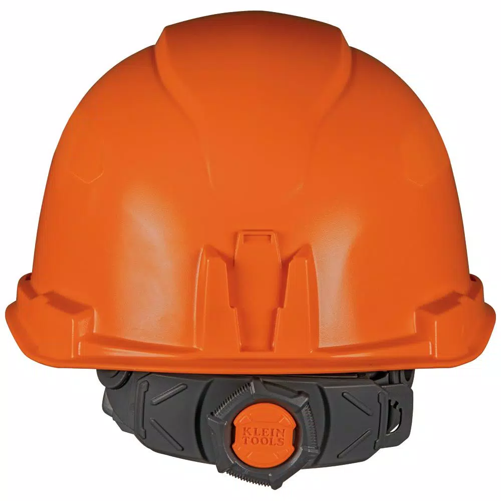 Klein Tools Orange Non-Vented Hard Hat with Integrated Headlamp and Ratchet Suspension