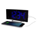 La Crosse Technology 1.8 in. Curved Blue LED Atomic Dual Alarm Clock with USB Charging Port thumbnail 4
