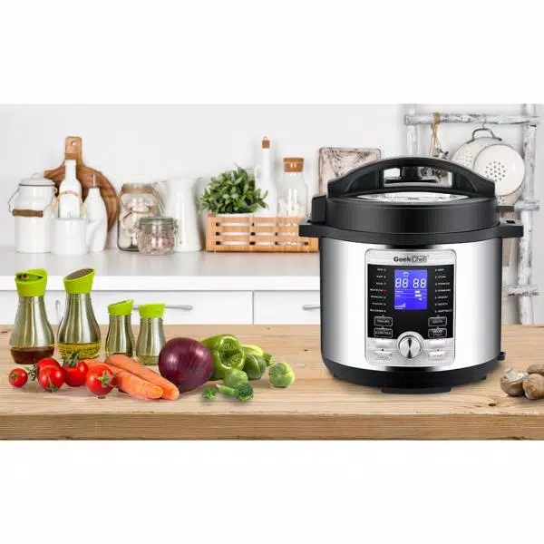 Geek Chef 6 Qt. Stainless Steel Electric Pressure Cooker, 17-in-1 Multi-Function Programmable Cooker