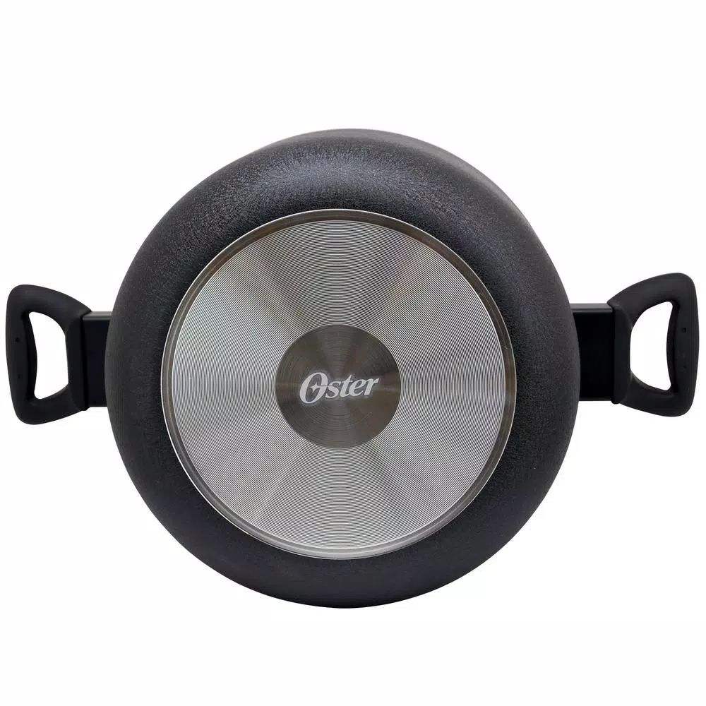 Oster Ashford 6 Qt. Round Aluminum Nonstick Dutch Oven with Glass Lid, Black