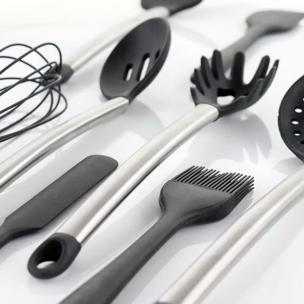 MegaChef 14-Piece Gray Silicone and Stainless Steel Kitchen Utensil Set