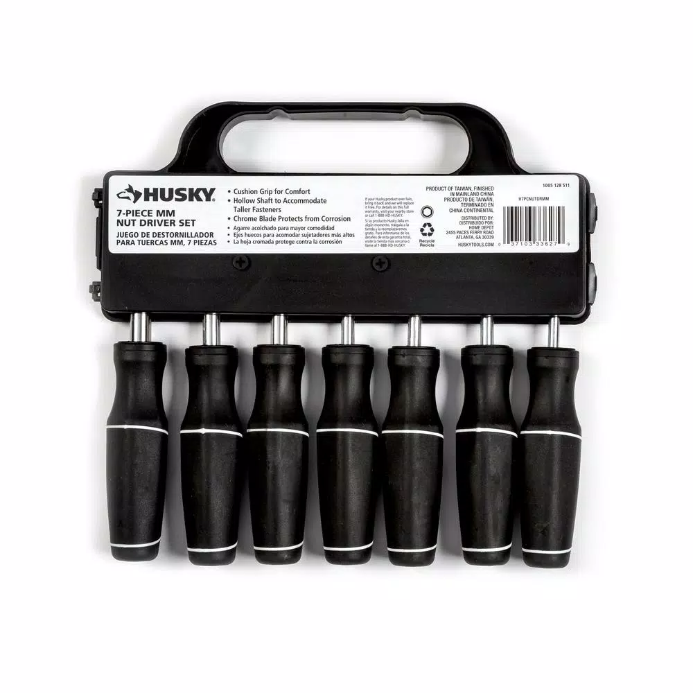Husky 7-Piece Metric Nut Driver Set with Ergonomic Cushion Grip