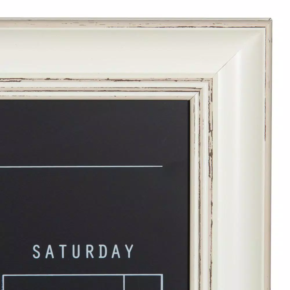 DesignOvation Macon Monthly Chalkboard Magnetic Calendar Wall Organizer with Decorative Frame