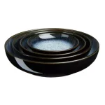 Denby Halo 4-Piece Nesting Ceramic Stoneware Serving Bowl Set, Blue/Black thumbnail 1