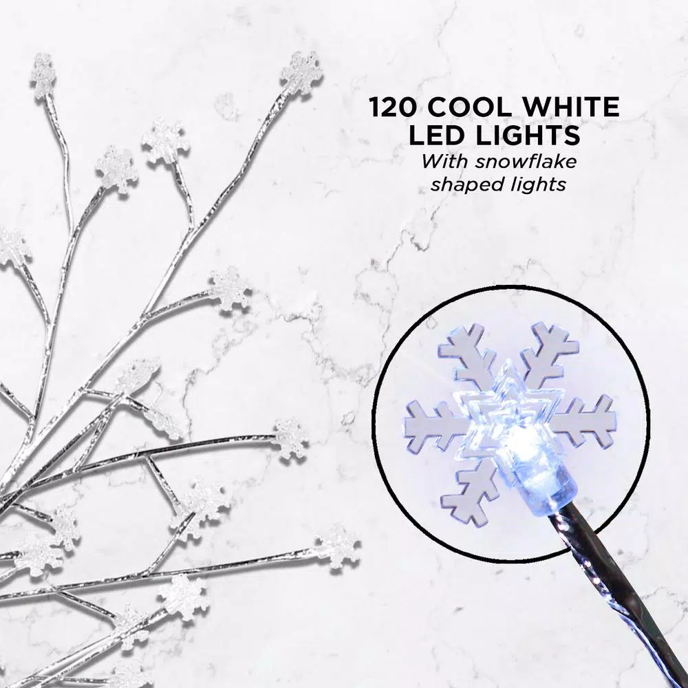 Alpine Corporation 58 in. Frosty Christmas Snowflake Tree with 120 Cool White LED Lights