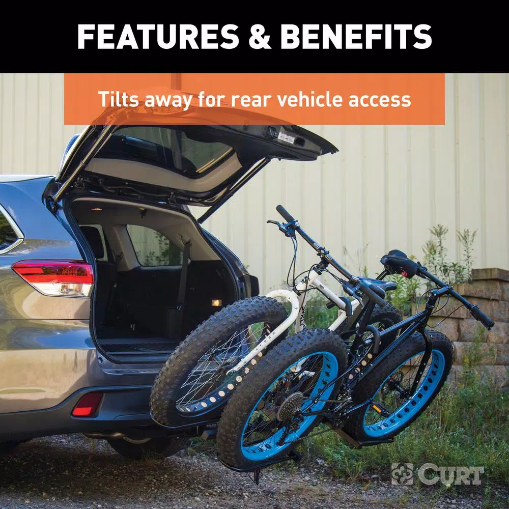 CURT 2-Bike Tray-Style Hitch-Mounted Bike Rack, 1-1/4" or 2" Receiver