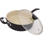 Ozeri Stone Earth 5.3 qt. Aluminum Ceramic Nonstick Sauce Pan with Glass Lid, Lava Black thumbnail 1