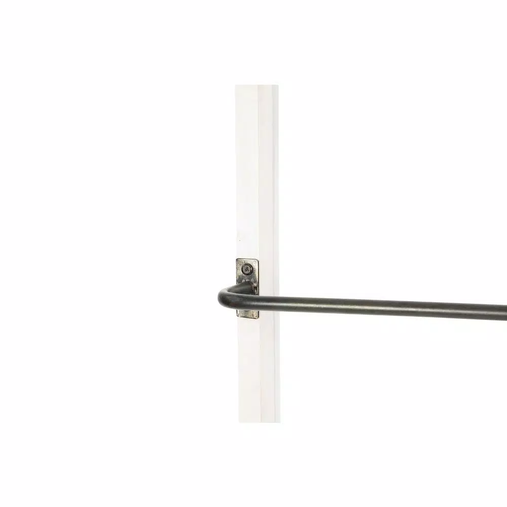 3R Studios 4-Bar Wall Mounted Towel Rack, Distressed Off-White Wood with Black Metal Bars