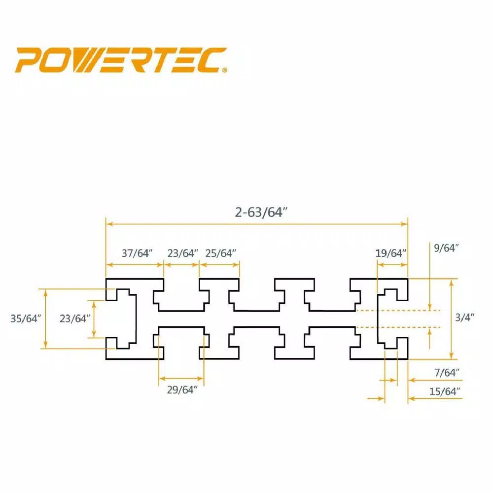 POWERTEC 24 in. Aluminum Multi T-Track Fence for Woodworking Jigs and Fixtures