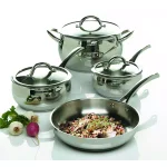 Oster Derrick 7-Piece Stainless Steel Cookware Set with Glass Lids thumbnail 2