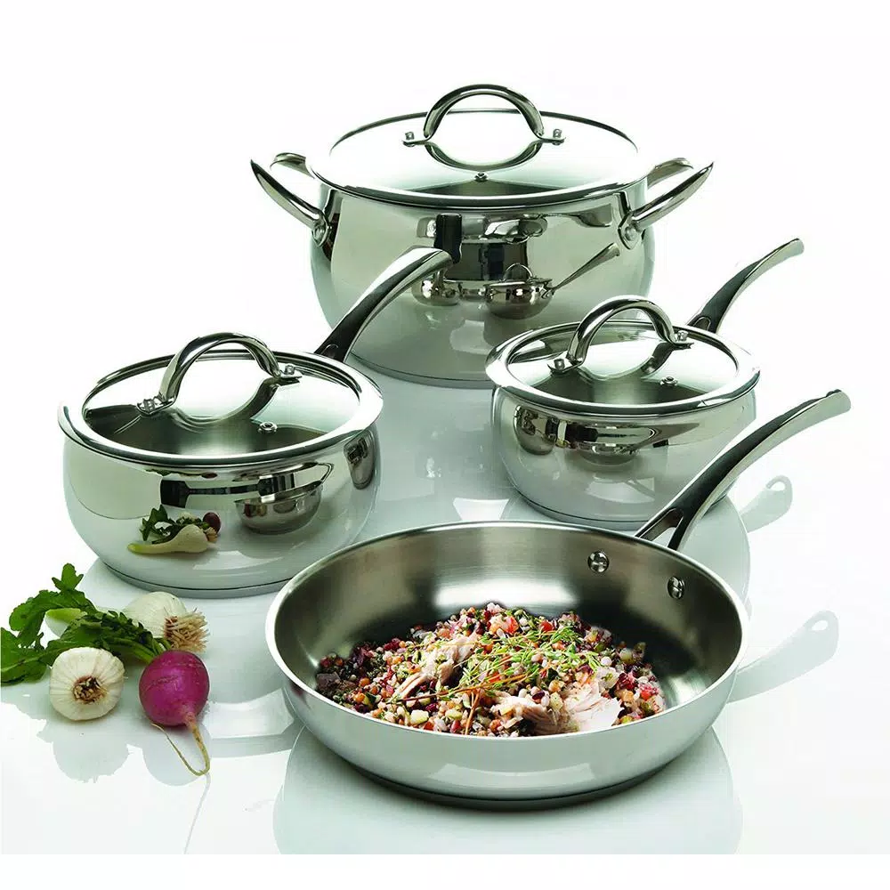 Oster Derrick 7-Piece Stainless Steel Cookware Set with Glass Lids