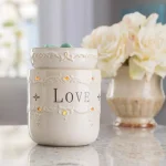 Candle Warmers Etc 8.8 in. Live, Laugh, Love Ivory Reactive Glazed Fragrance Warmer thumbnail 3