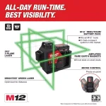 Milwaukee M12 Green 360° 3-Plane Laser Level Kit with 4.0 Ah Battery, Charger, and Case thumbnail 2