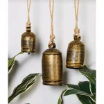LITTON LANE Gold Brass Iron Bells with Natural Jute Rope Hangers, Set of 3 thumbnail 5