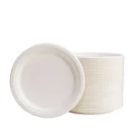 Unbranded 9 in. White Sugarcane Plates, Eco-Friendly & Compostable (300 Pack) thumbnail 1