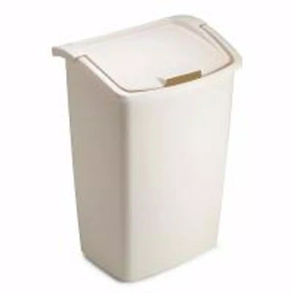 Rubbermaid 11.25 Gallon White Plastic Swing Lid Trash Can
