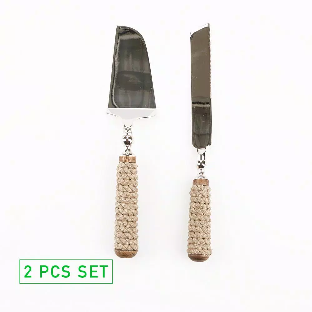 Mind Reader 2-Piece Roped Handle Dessert Tool Set, 18/10 Stainless Steel Cake Knife and Server