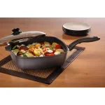 Swiss Diamond Classic Series 5 qt. Square Cast Aluminum Nonstick Saute Pan with Glass Lid, Gray thumbnail 2