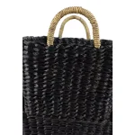 LITTON LANE Large Black Water Hyacinth Wicker Baskets with Banana Leaf Handles, Set of 2 thumbnail 3