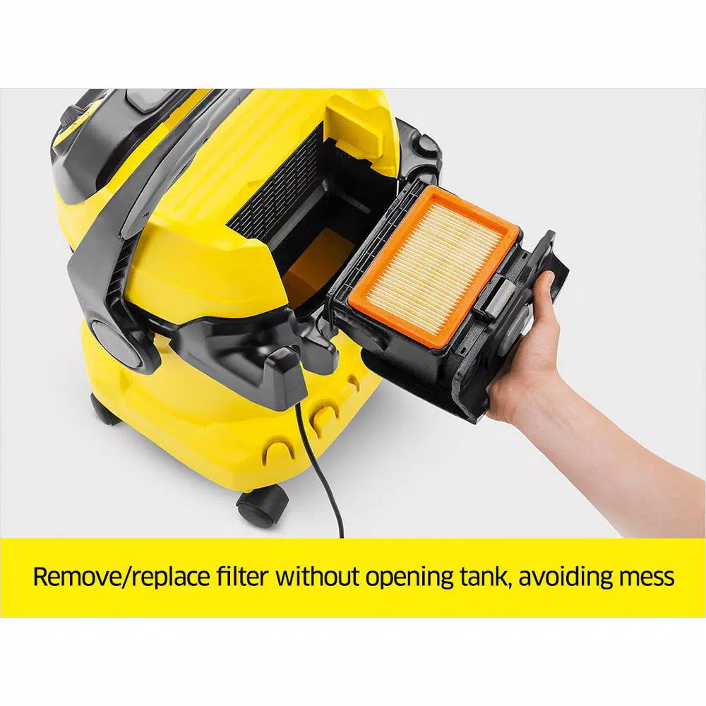 Karcher WD5/P 6.6 Gallon Wet/Dry Vacuum with 1800W Motor and Tact Filter Cleaning