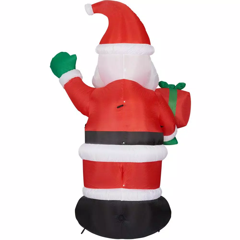 Fraser Hill Farm 10 ft. Santa Claus with Gift Bag Christmas Inflatable with White Lights