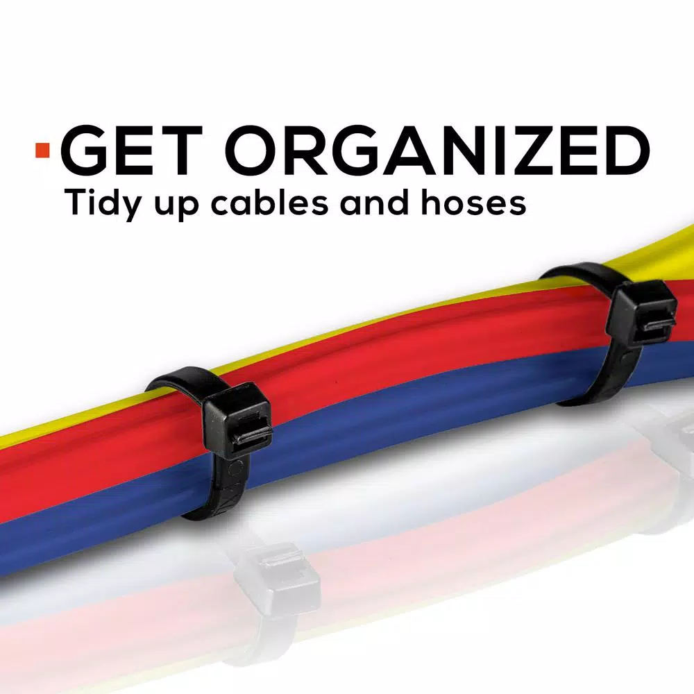 TR Industrial 12 in. UV Resistant Nylon Cable Ties, Black (500-Pack)