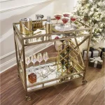 DANYA B Sparkling Gold Iron 9-Bottle Wine Rack - Modern Tabletop Storage thumbnail 4