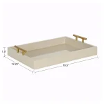 Kate and Laurel Lipton Decorative Rectangular Tray with Brushed Metal Handles, Brown Glossy Finish thumbnail 4