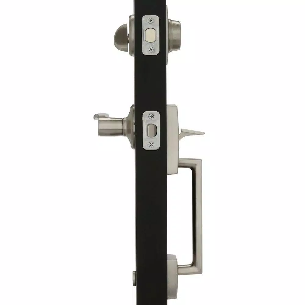 Schlage Century Satin Nickel Single Cylinder Deadbolt with Merano Lever Handleset, Right-Handed
