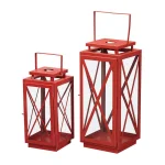 Home Decorators Collection Chili Red Metal & Glass Lanterns, Set of 2 thumbnail 1