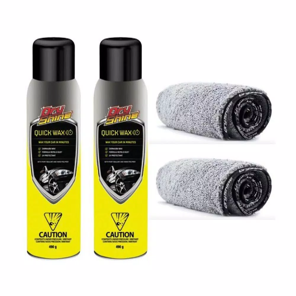 Dry Shine Quick Wax Carnauba Car Exterior Detailing Kit with 2-Pack Microfiber Towels, 17.3 oz.