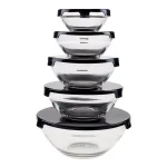 Chef Buddy 10-Piece Glass Bowl Set with Airtight Black Lids thumbnail 6