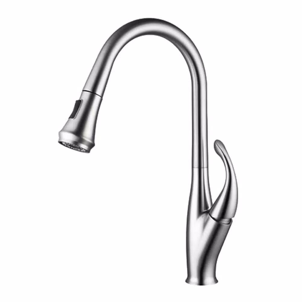 Vanity Art Chrome Single-Handle Pull-Down Kitchen Faucet with 360 Degree Swivel Spout