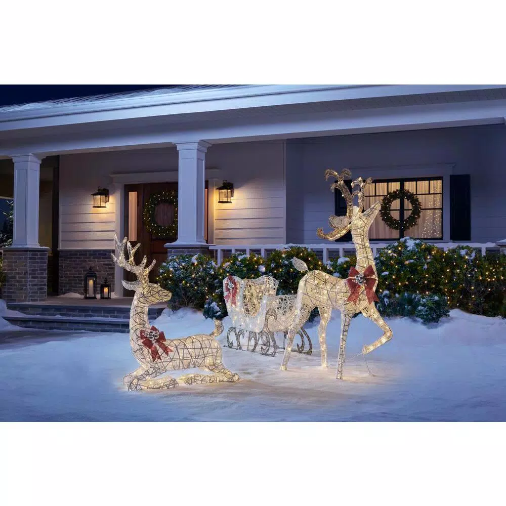 Home Accents Holiday 3.5 ft Polar Wishes White LED Lying Deer Yard Decoration