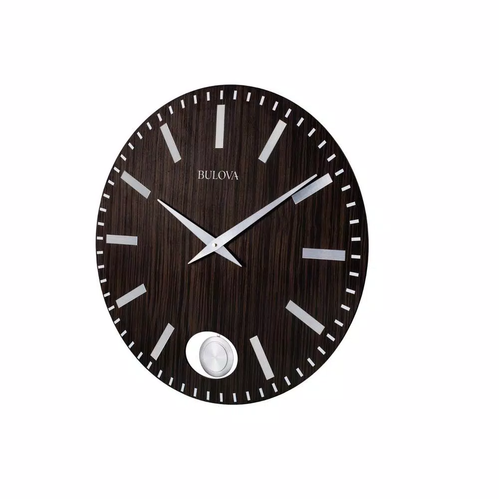 Bulova Manhattan 24 in. Zebrawood Case Round Wall Clock with Pendulum