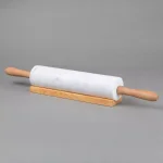 Creative Home Natural Marble Rolling Pin with Wooden Handles and Storage Cradle, 18 in. thumbnail 2