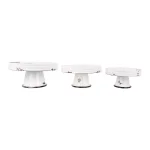 3R Studios Distressed White Metal Cake Stand Set of 3 - Country Cottage Style Pedestals thumbnail 2