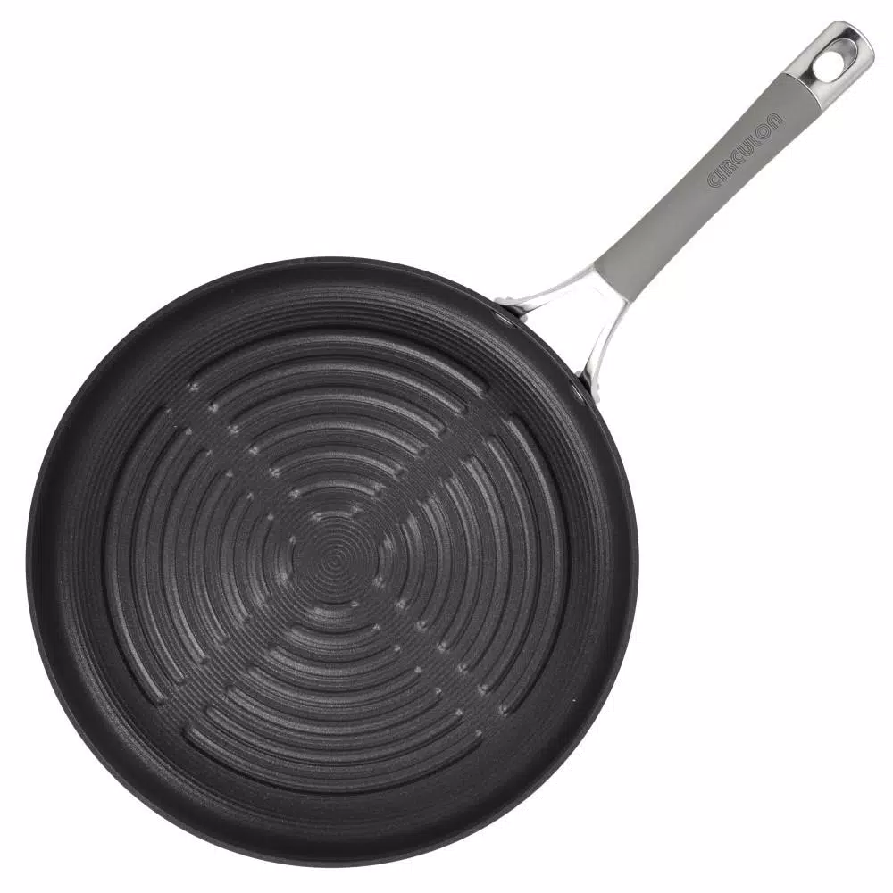 Circulon Elementum 11 in. Hard-Anodized Aluminum Nonstick Grill Pan, Oyster Gray