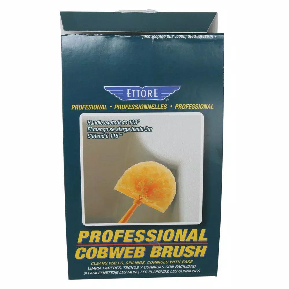 Ettore Poly-Fiber Professional Cobweb Duster with 118 in. Telescoping Extension Handle
