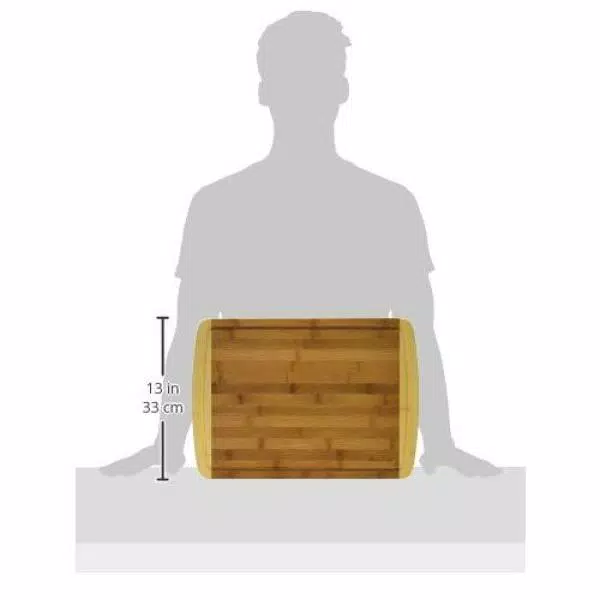 Heim Concept 18 x 12 in. Organic Bamboo Cutting Board and Serving Tray with Drip Groove
