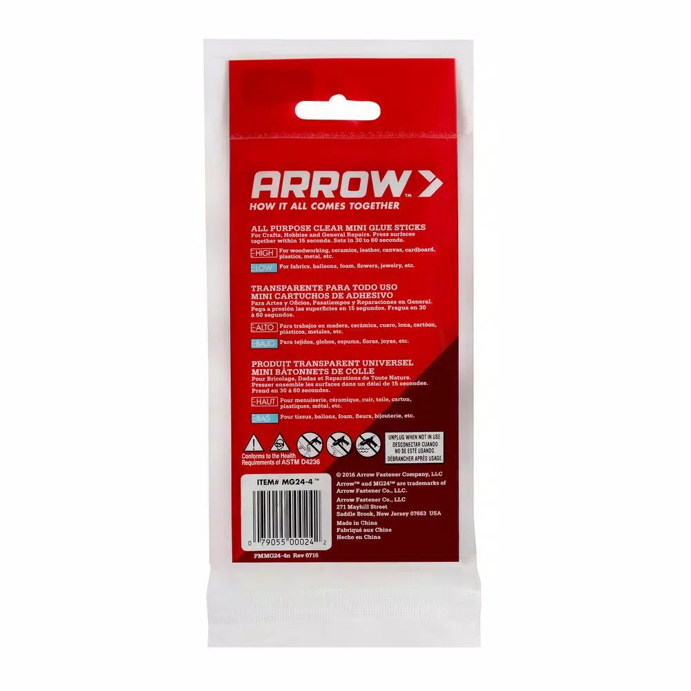 Arrow All-Purpose Clear Mini Hot Melt Glue Sticks, Dual Melt, 24-Pack