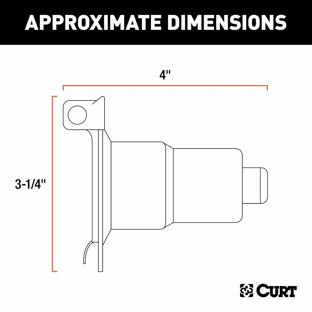 CURT 7-Way Round RV Blade Connector Socket, Vehicle Side, Diecast Metal