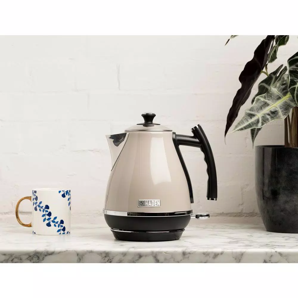 Haden Cotswold 1.7L 7-Cup Stainless Steel Electric Kettle with Auto Shut-Off, Putty Beige
