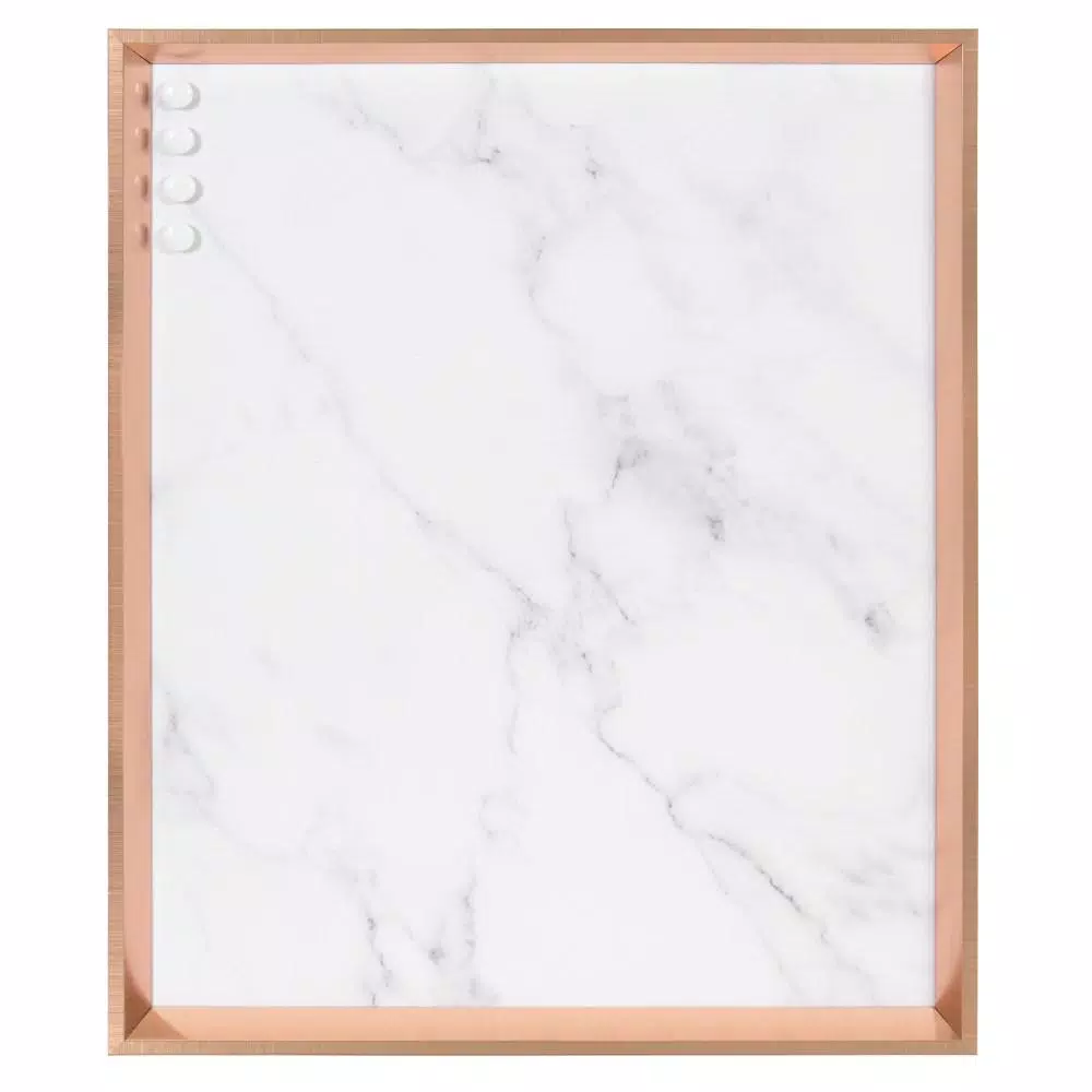 Kate and Laurel Calter Rose Gold Marble Magnetic Memo Board - Large Wall Organizer for Home or Office
